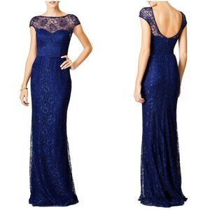 Theia Blue Lace Shimmering Element Formal Gown $895